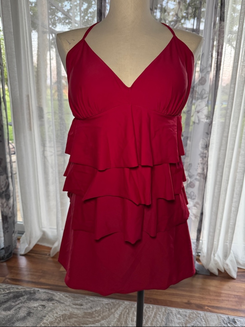 Women's Red Ruffle 2 pc Swim - Tiered Flounce Bikini
